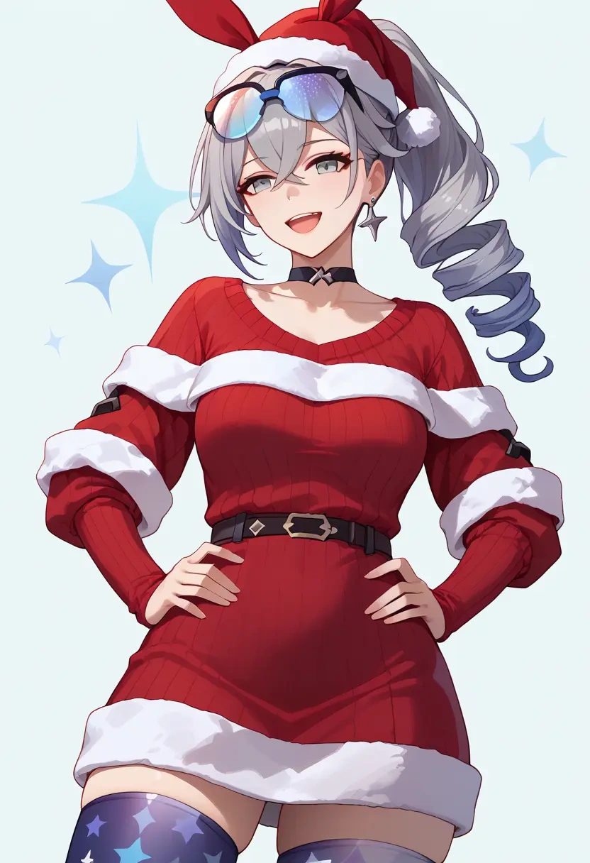 star rail,silver wolf,Christmas,sweater dress,stockings  - 